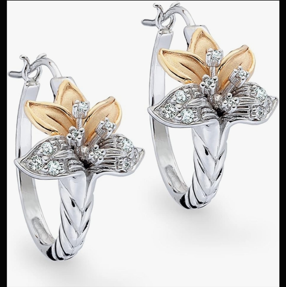 Concorde Collection Believe in Miracles Flower Earings White Topaz Sterl…
